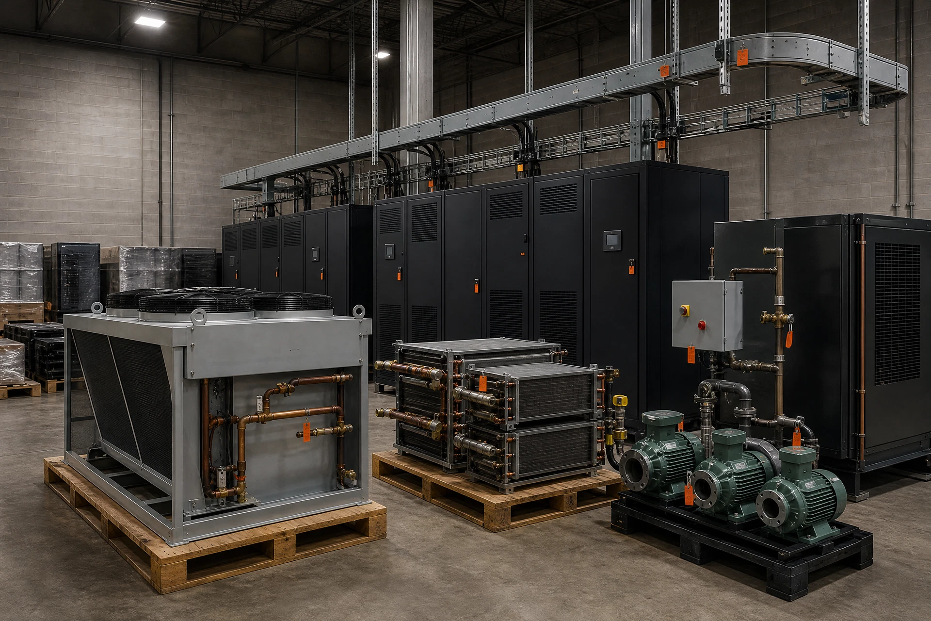 Illustrative cooling equipment staged for equipment review