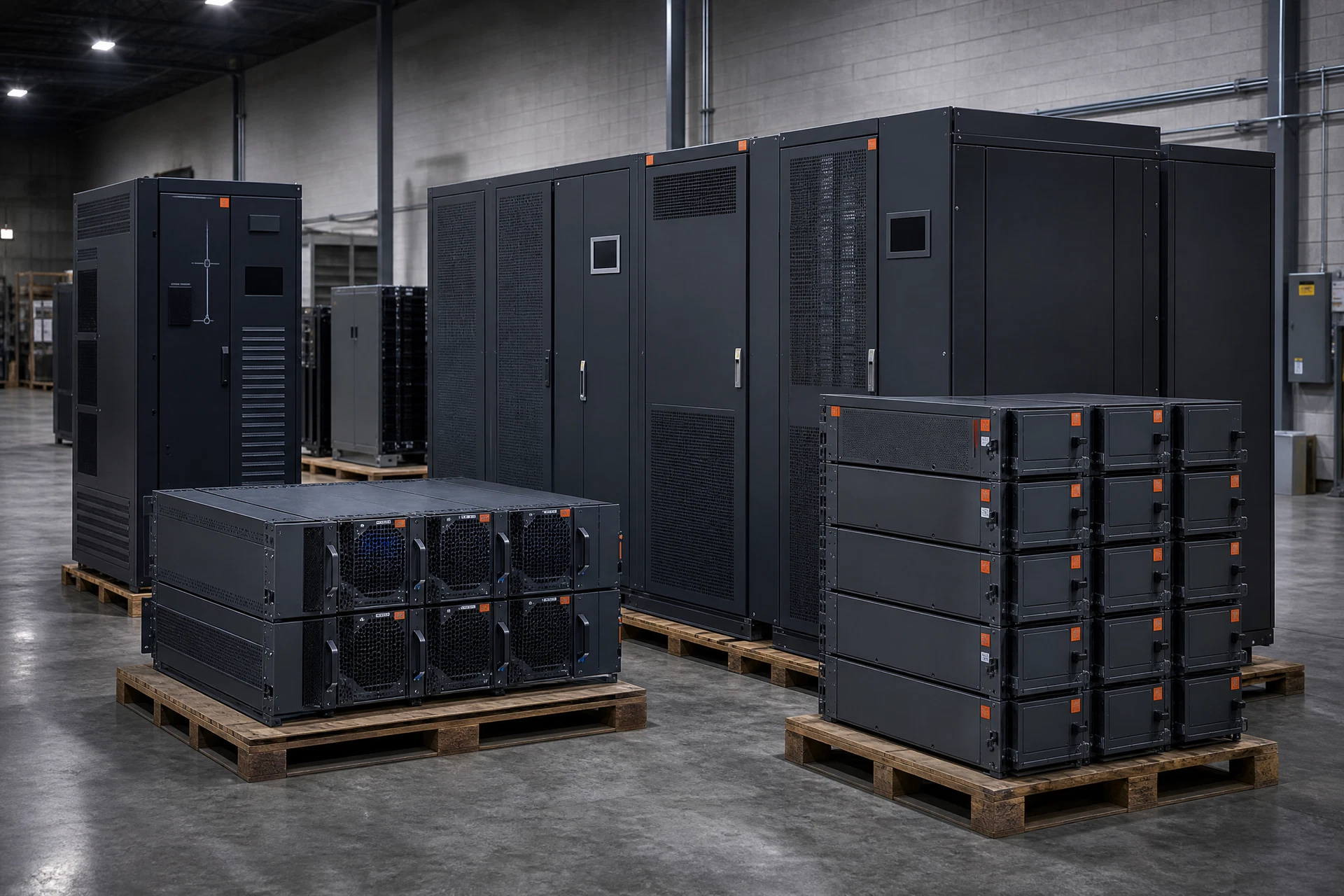 Illustrative ups systems staged for equipment review